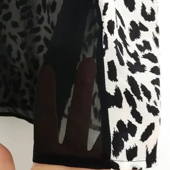Joie Tank Blouse XS Corette Silk Black White Animal Print Sleeveless Sheer Back - Picture 8 of 8